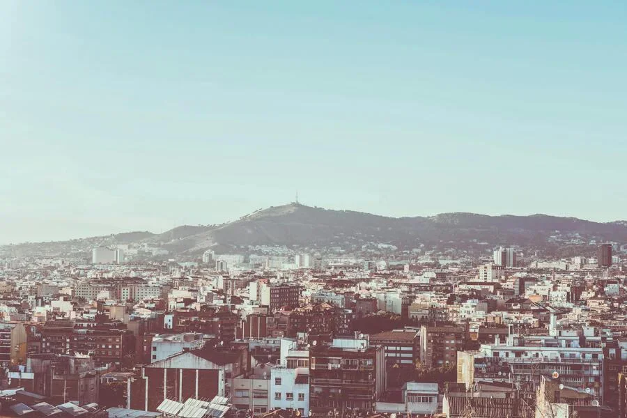 Filtered photo of city buildings