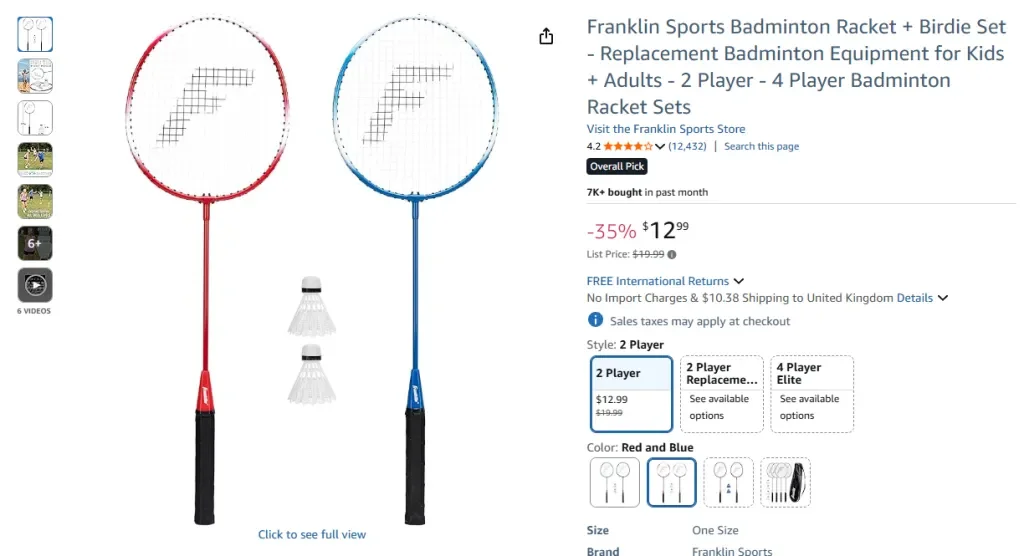Franklin Sports Badminton Racket + Birdie Set