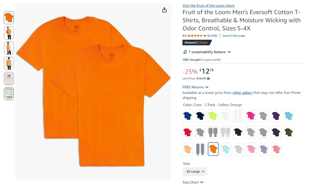 Fruit of the Loom Men's Eversoft Cotton T-Shirts