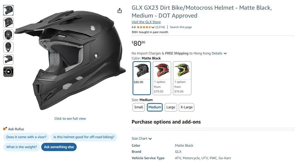 GLX GX23 Dirt BikeMotocross Helmet – Matte Black