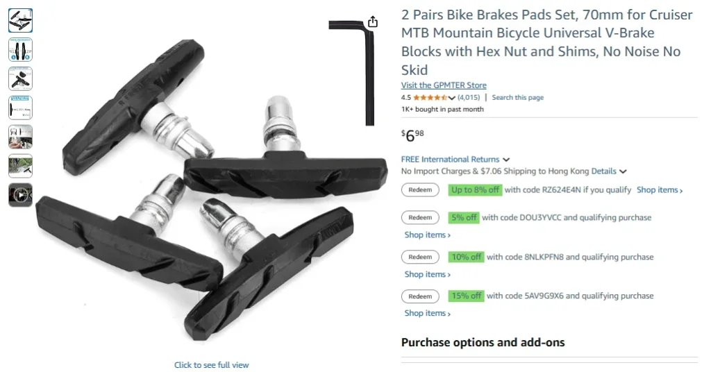 GPMTER Cruiser Mountain Bicycle Universal Brake Pads