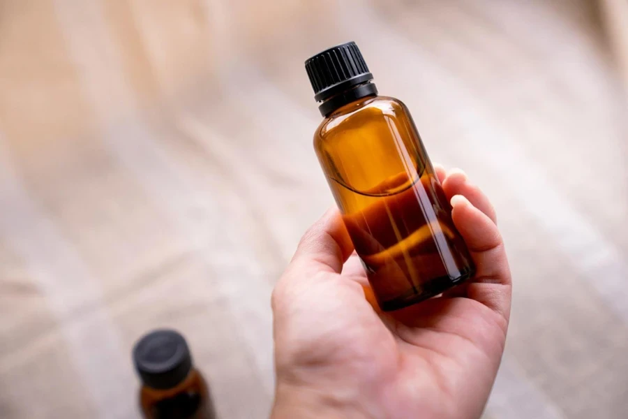 Glycolic acid serum packed in amber glass