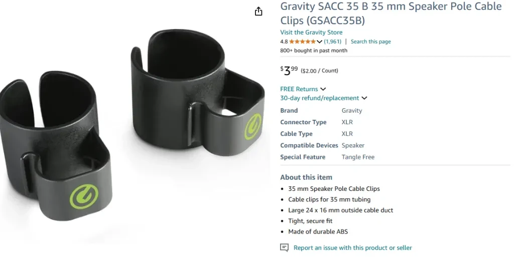 Gravity SACC 35 B Speaker Pole Cable Clips