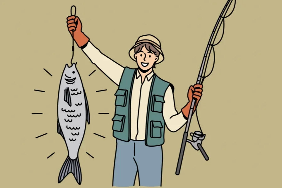 Great catch during fishing concept