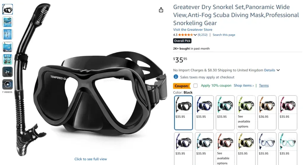 Equipo de snorkel seco Greatever