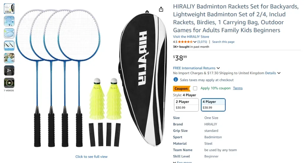 HIRALIY Badminton Rackets Set