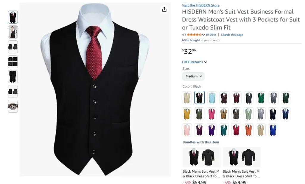 HISDERN Men's Suit Vest Business Formal Dress Waistcoat