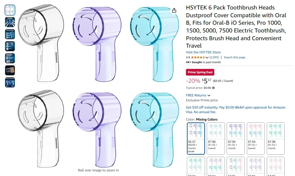 HSYTEK 6er-Pack Zahnbürstenköpfe mit staubdichten Abdeckungen