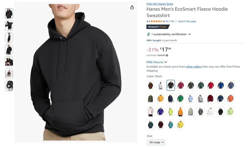 Hanes Men's EcoSmart Fleece Hoodie Sweatshirt