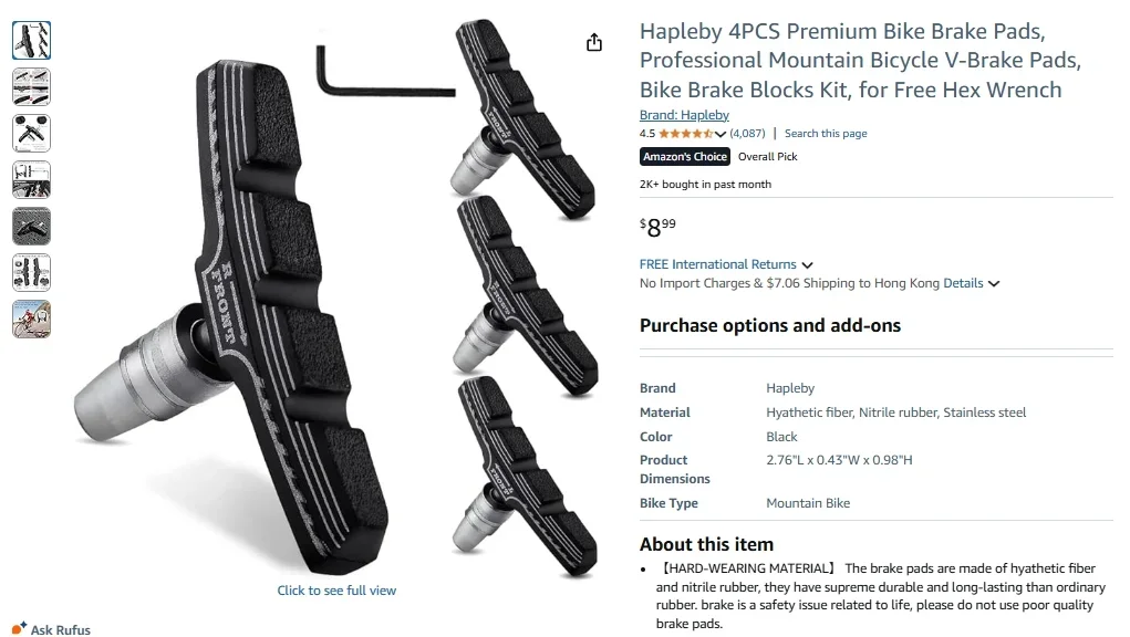 Hapleby Premium Professional Bicycle Brake Pads