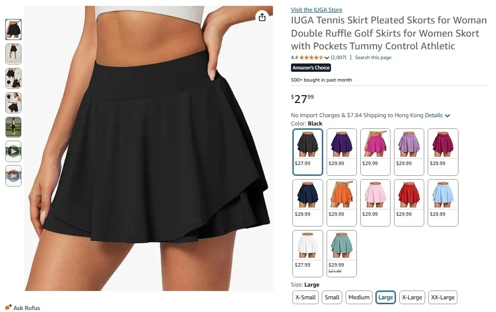 IUGA Tennis Skirt Pleated Skirts with Tummy Control