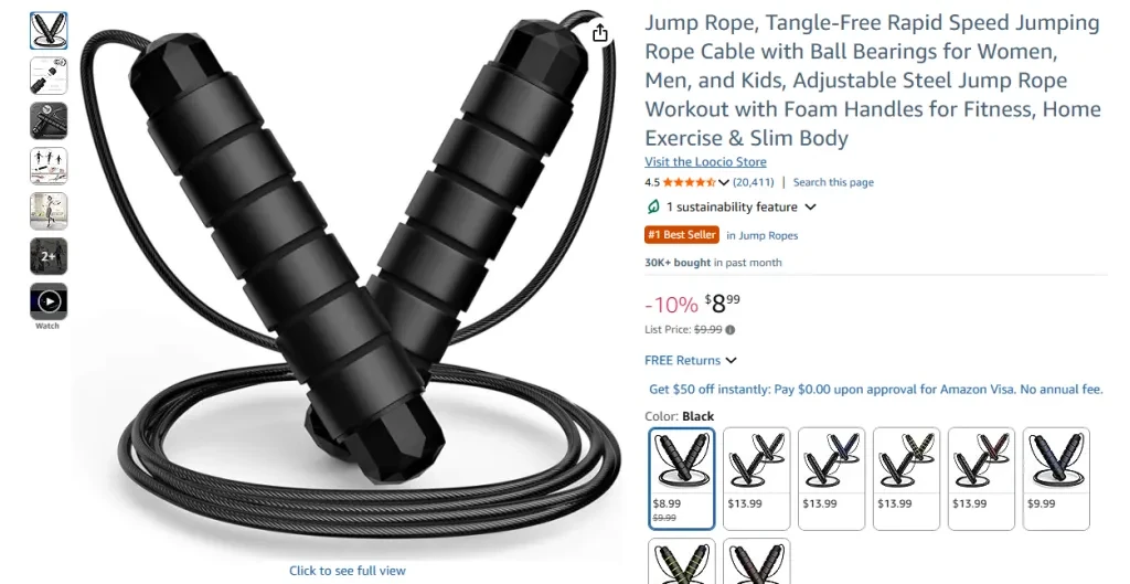 Jump Rope, Tangle-Free Rapid Speed Jumping Rope Cable with Ball Bearings