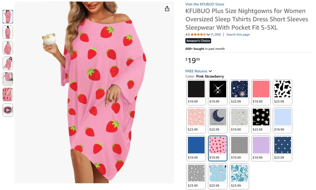 KFUBUO Plus Size Nightgowns for Women Oversized Sleepwear