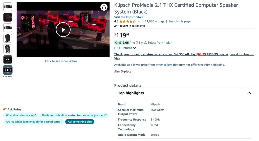 Altavoces para computadora Klipsch ProMedia 2.1 con certificación THX