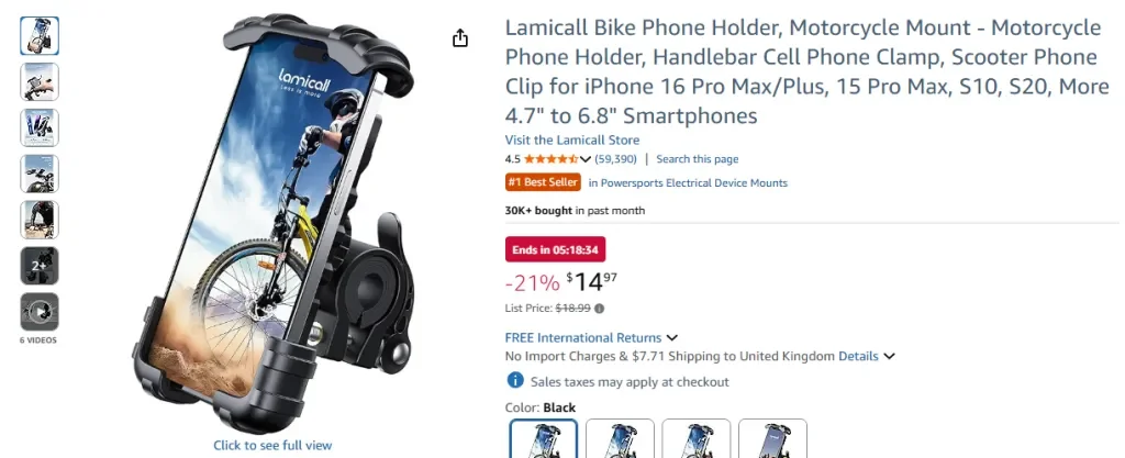 Lamicall Bike Phone Holder – Motorcycle Mount for Handlebars