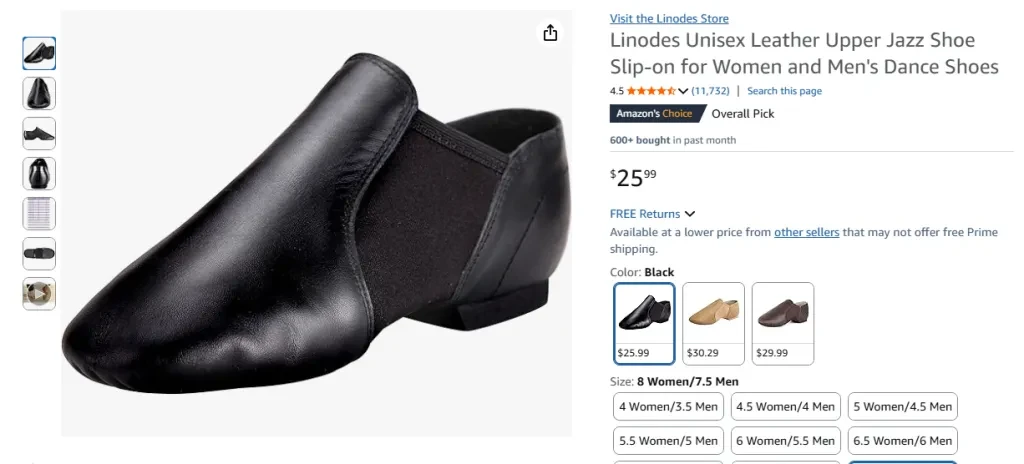 Linodes Unisex Leather Upper Jazz Shoe Slip-On for Women and Men