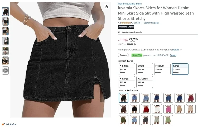 Luvamia Skorts Skirts for Women Denim Mini Skirt