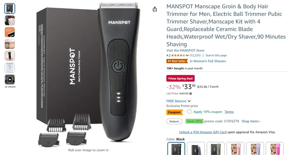 MANSPOT Leisten- und Körperhaartrimmer für Männer