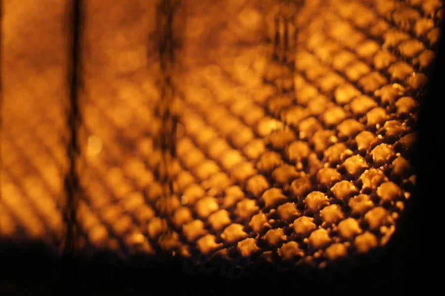 Macro photo of a burning heater