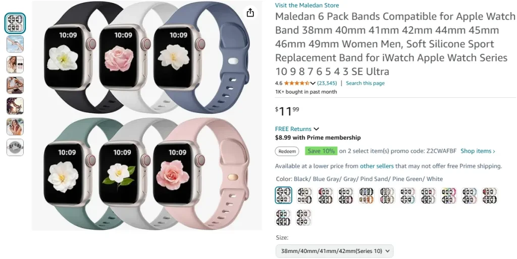 Maledan 6 Pack Bands Compatible for Apple Watch