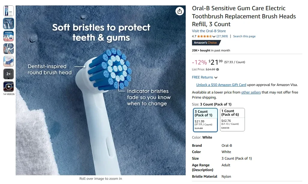 Oral-B Sensitive Gum Care Ersatzköpfe für elektrische Zahnbürsten