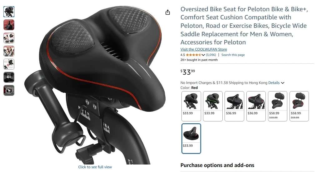 Oversized Compatible Bike Seat – Memory Foam with Dual Springs for Exercise Bikes