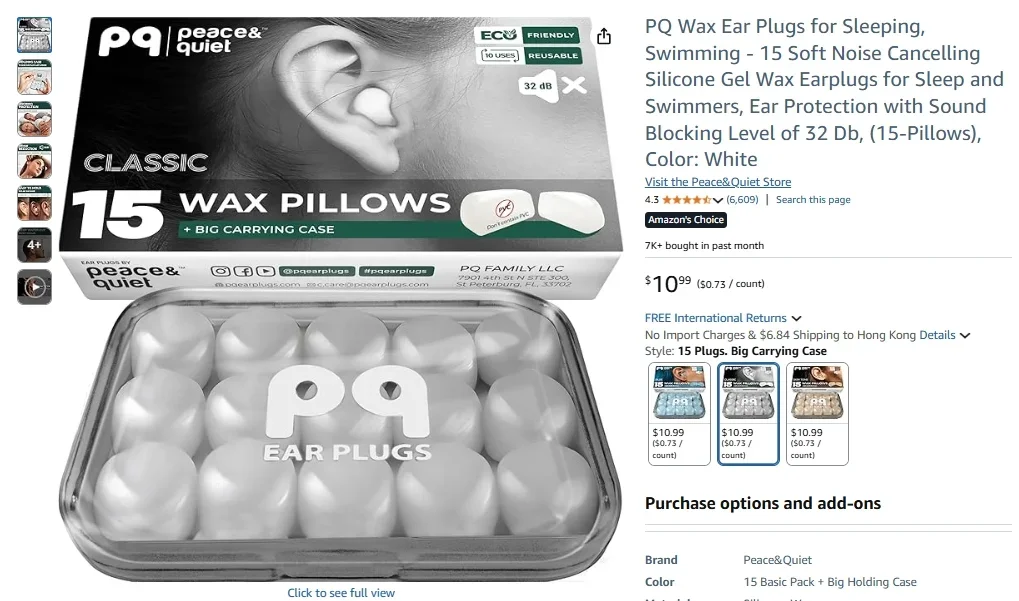 PQ Wax Ear Plugs for Sleeping and Swimming