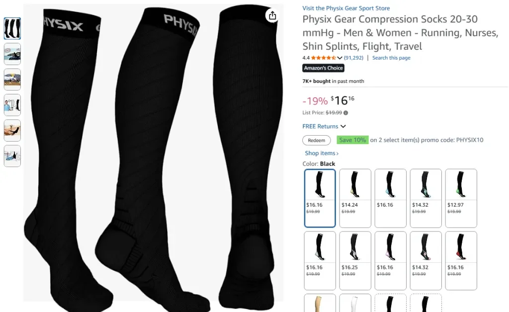 Calcetines de compresión Physix Gear de 20 a 30 mmHg