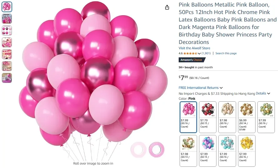 Ballons métalliques roses