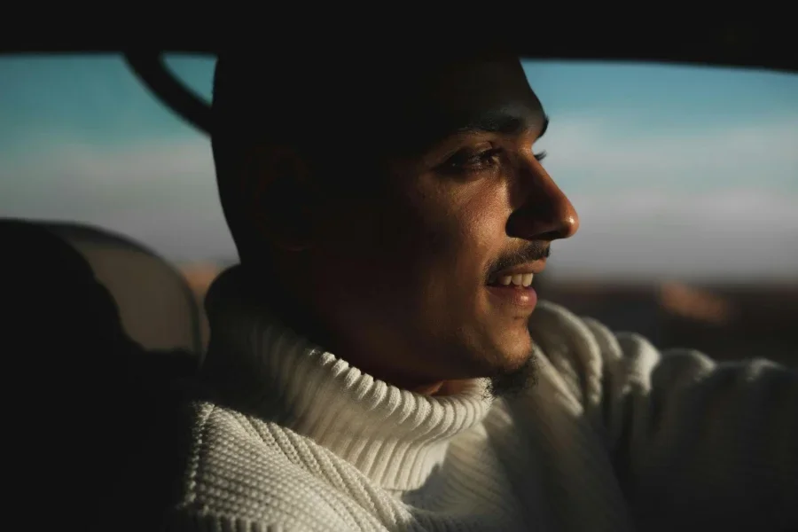 Portrait of Man Driving a Car