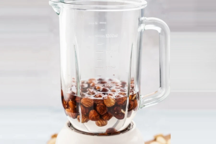 Pre-soaked hazelnuts in high-power blender