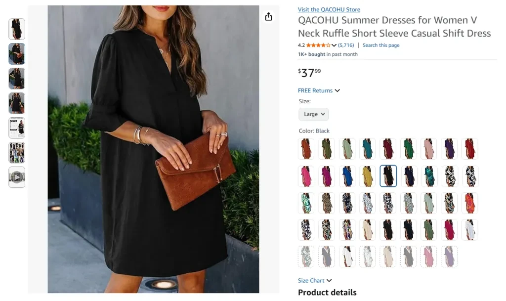 QACOHU Summer Dresses for Women V Neck Ruffle Short Sleeve Dress