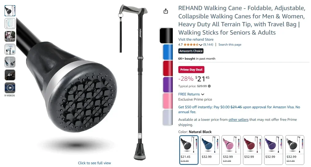 REHAND Walking Cane (Folding Trekking Pole Style)