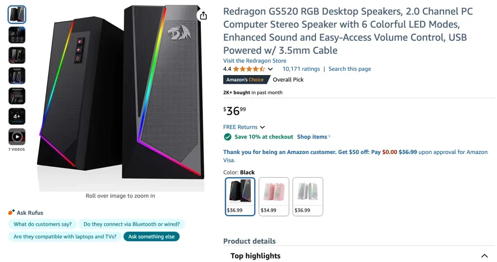 Altavoces de escritorio Redragon GS520 RGB