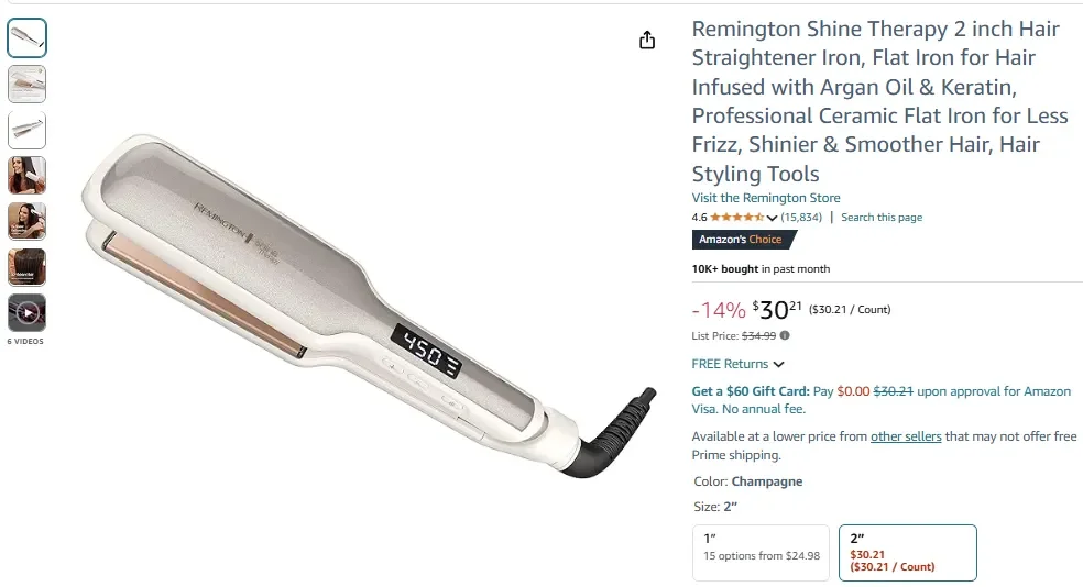 Remington Shine Therapy 2-Zoll-Haarglätter