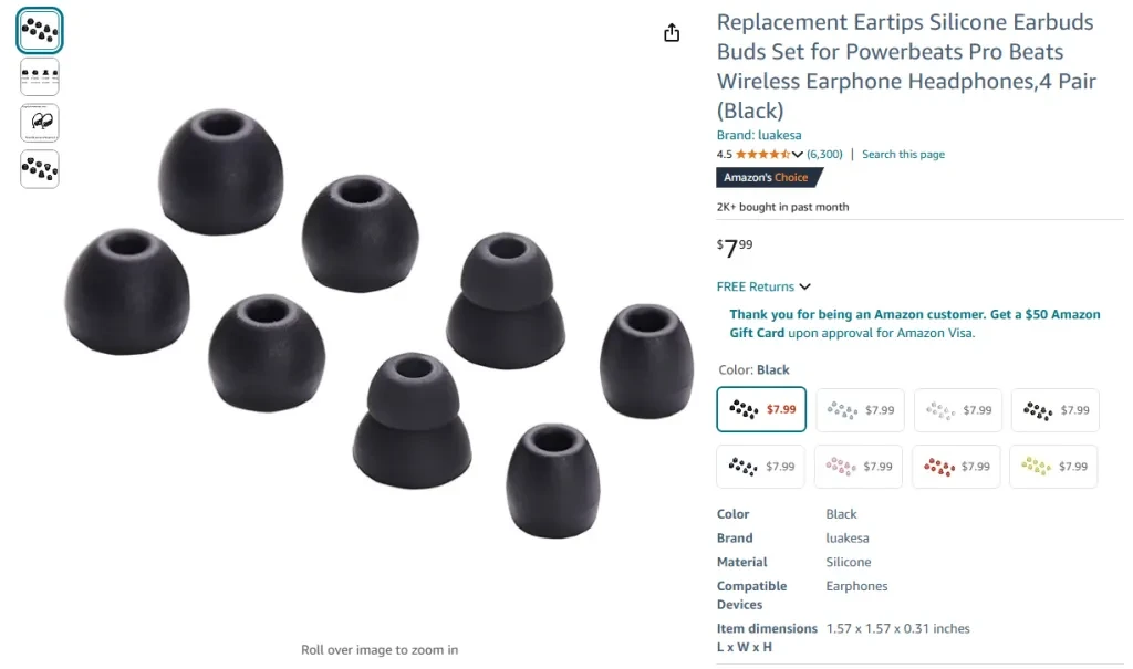 Replacement Eartips Silicone Earbuds Set