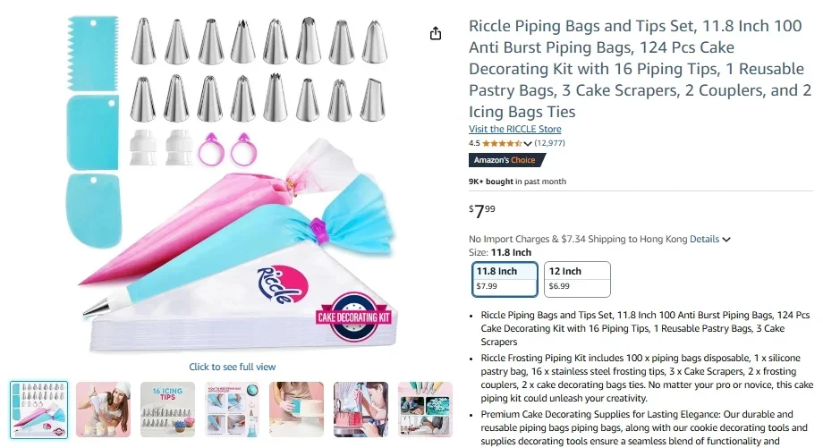 Poches à douille jetables Riccle (12 pouces, paquet de 100)