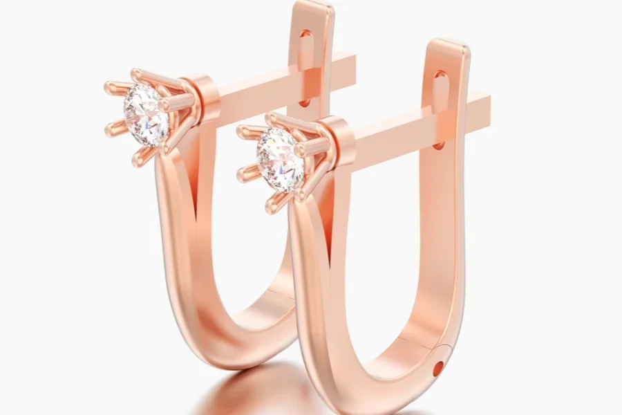 Boucles d'oreilles en or rose avec fermoir à charnière