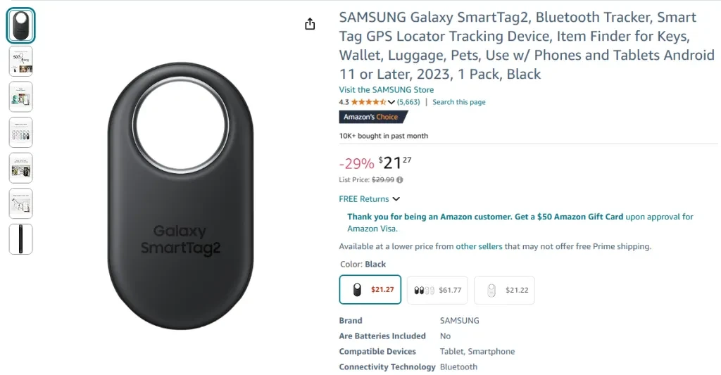 SAMSUNG Galaxy SmartTag2 Bluetooth Tracker