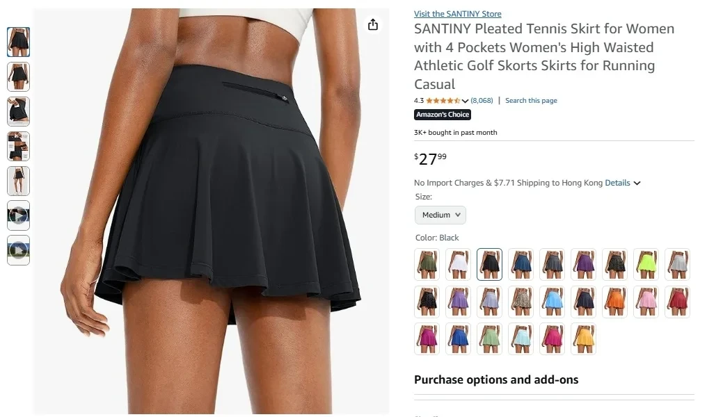 SANTINY Pleated Tennis Skirt for Women with 4 Pockets