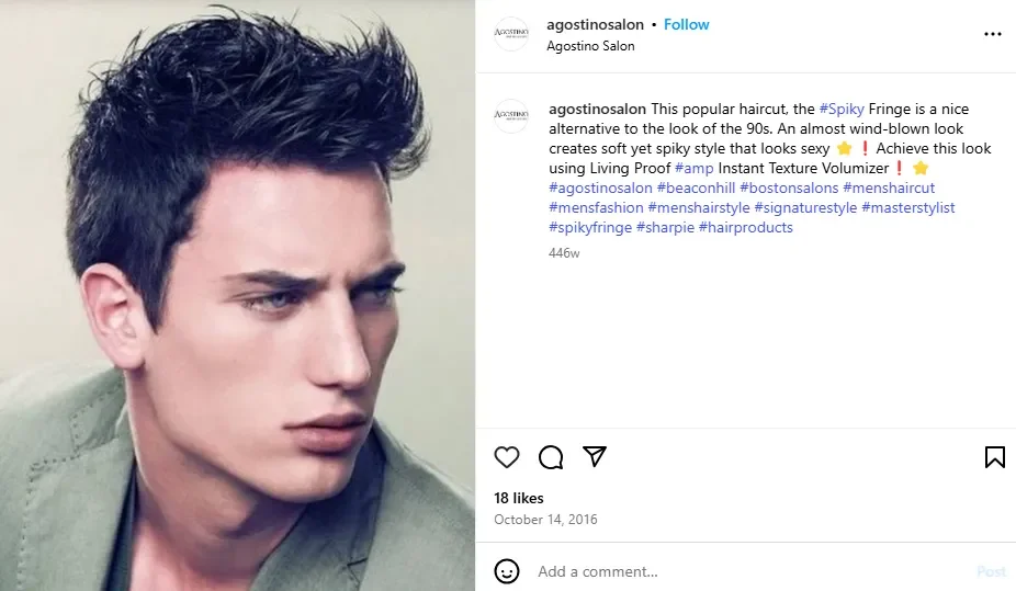 Screenshot of a man with spiky fringe haircut