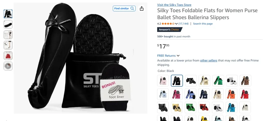 Silky Toes Foldable Flats for Women Purse Ballet Shoes
