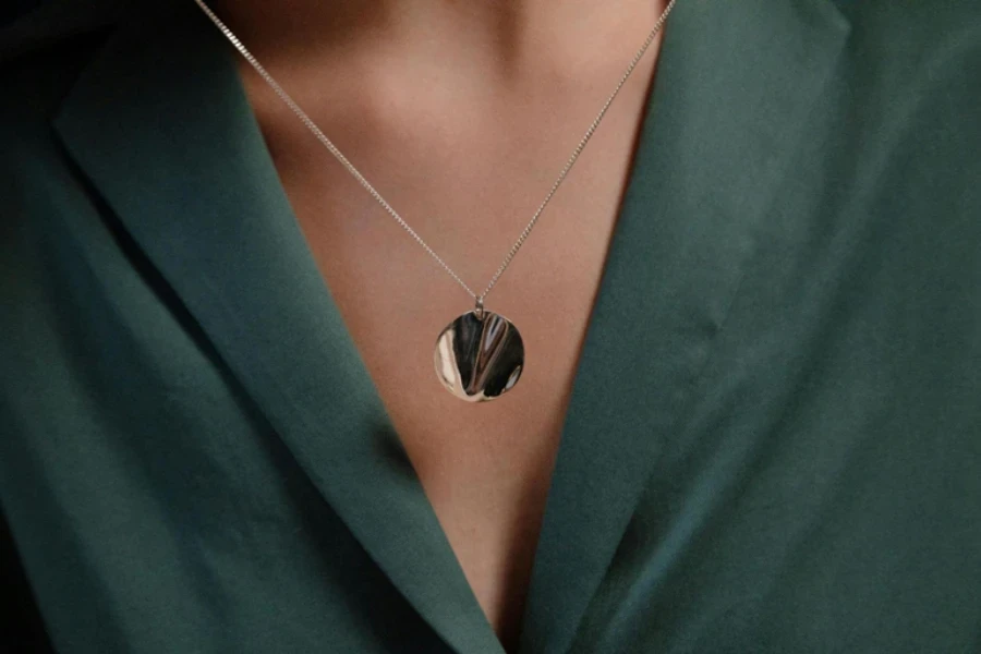 Silver Pendant on a Necklace