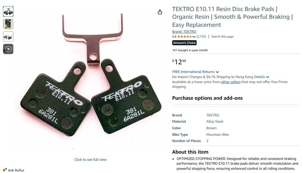 Tektro E10.11 Resin Disc Brake Pads