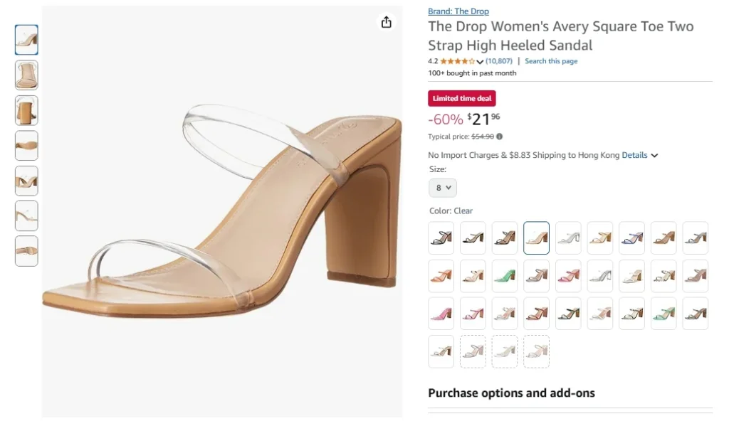 The Drop Women's Avery Square Toe Two Strap High Heeled Sandal