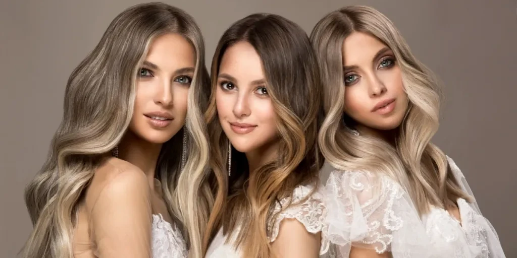 Three women with money piece highlights