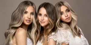 Three women with money piece highlights