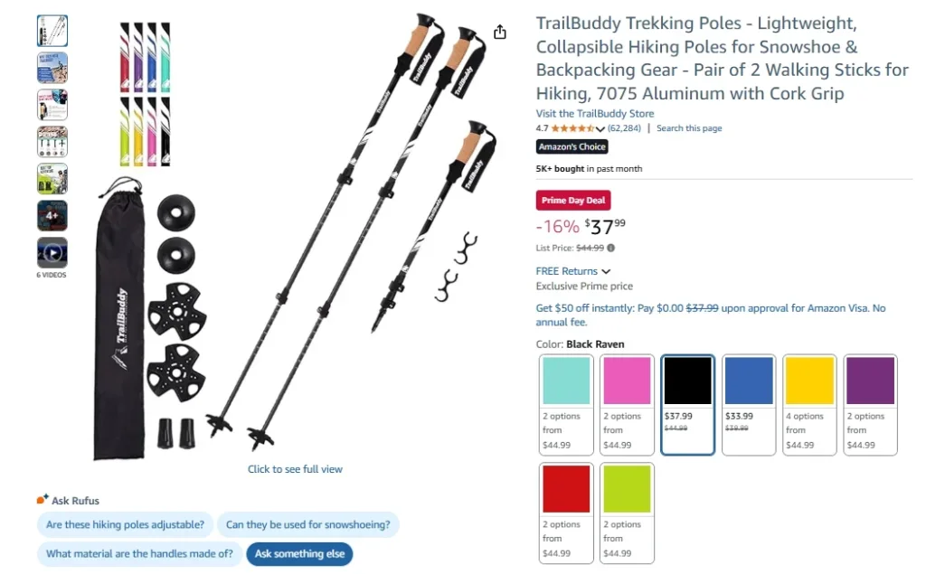 TrailBuddy Lightweight Aluminum Trekking Poles