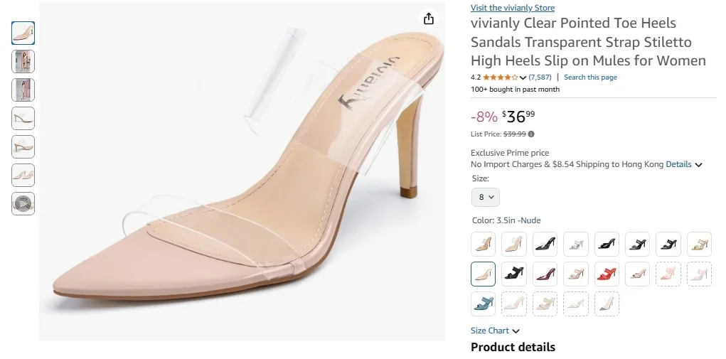 Vivianly Clear Pointed Toe Heels Sandals Transparent Strap Stiletto High Heels