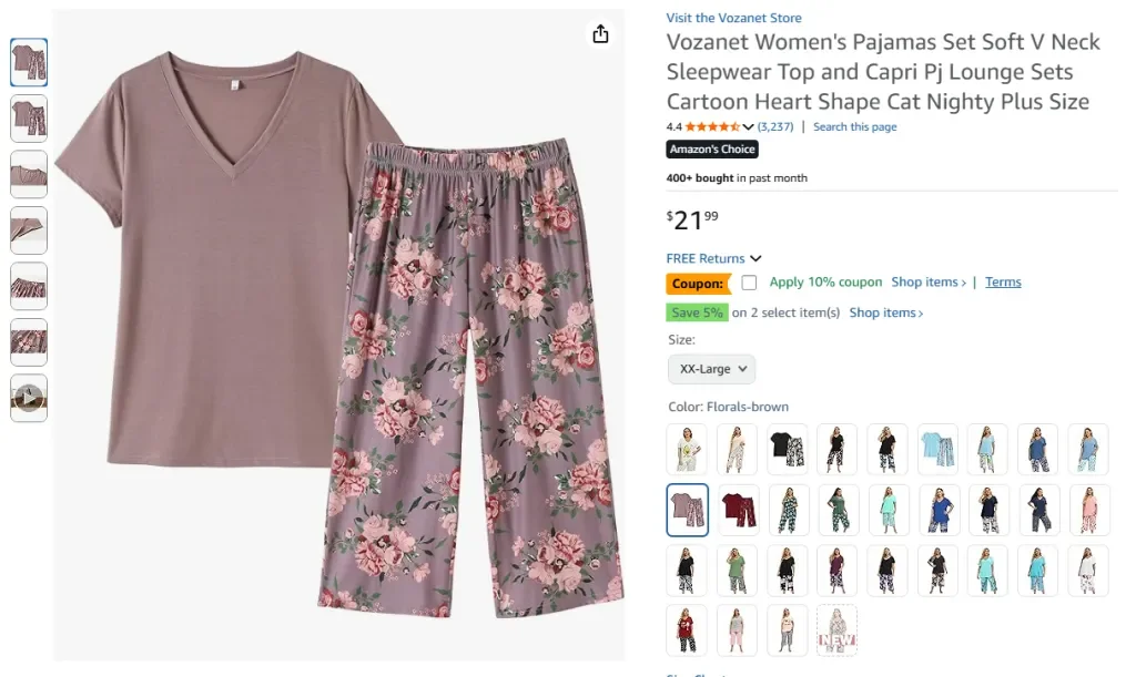 Vozanet Women’s Pajamas Set Soft V Neck Sleepwear